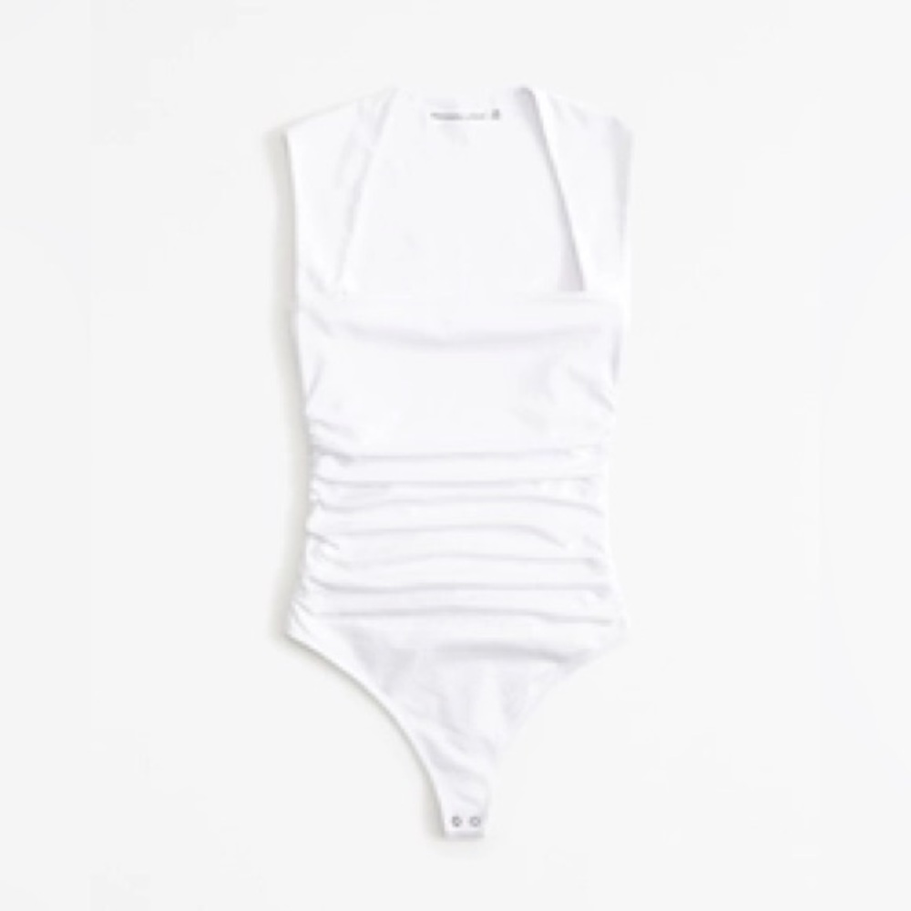 Abercrombie & Fitch Cotton-Blend Seamless Fabric Ruched Portrait Bodysuit